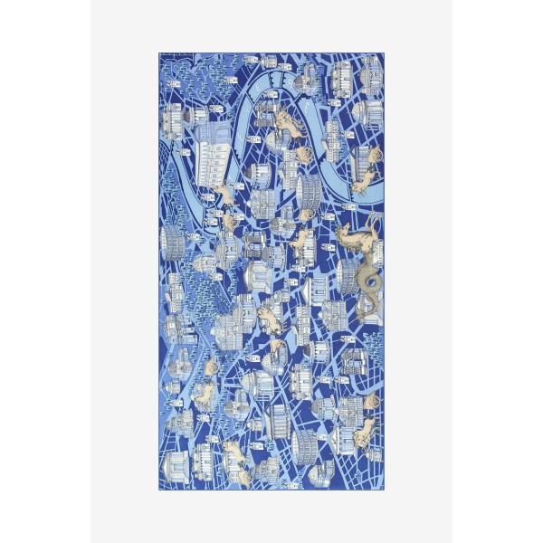 Inoui Editions šilko ir medvilnės skara ROME BLUE